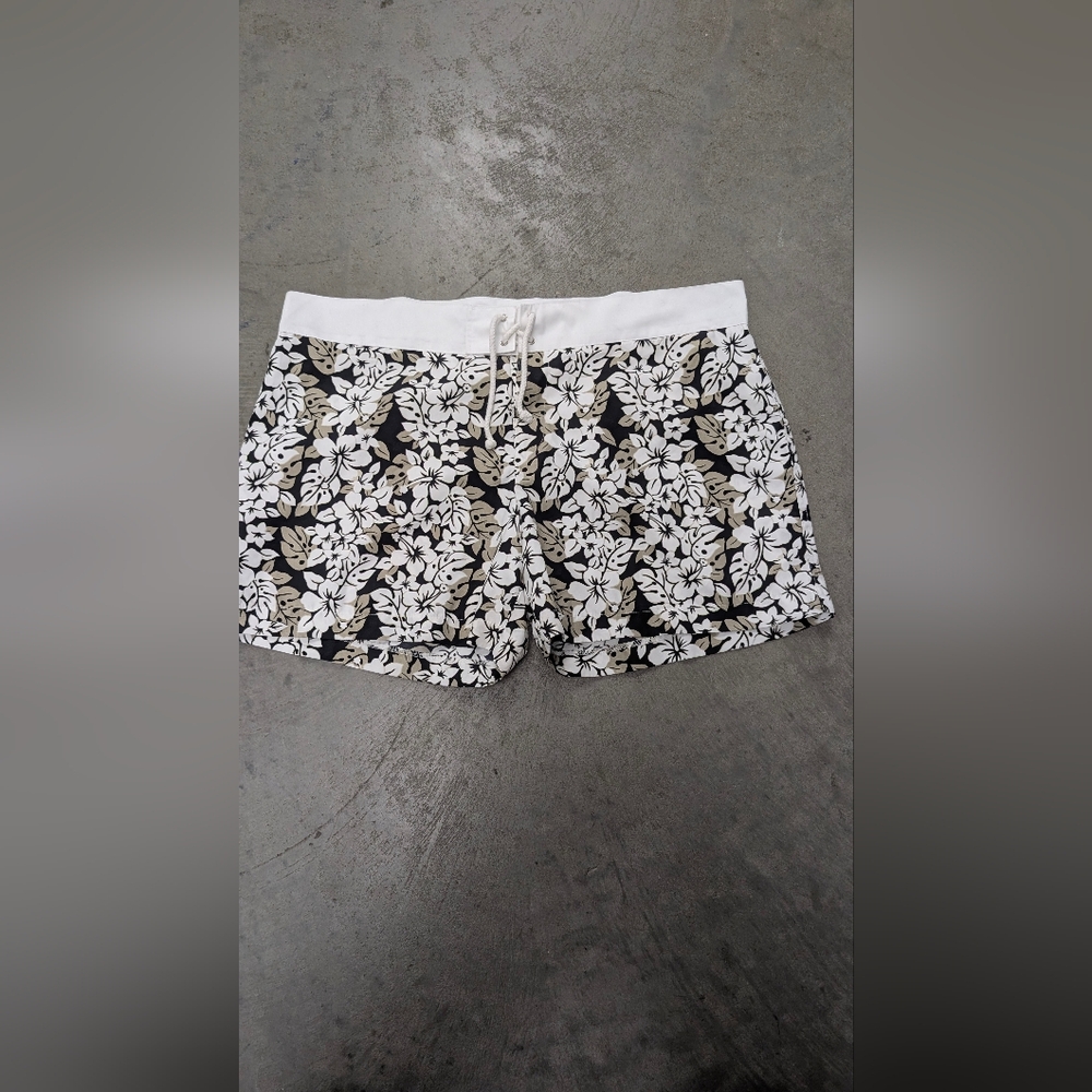 Parke And Ronen Floral Black and White Swim Shorts, Size 36